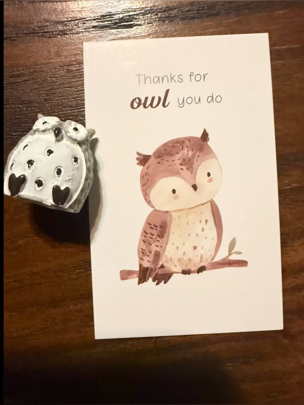 $2 Owl Thank You Card set $2 WITH ANY $10 Order or mote